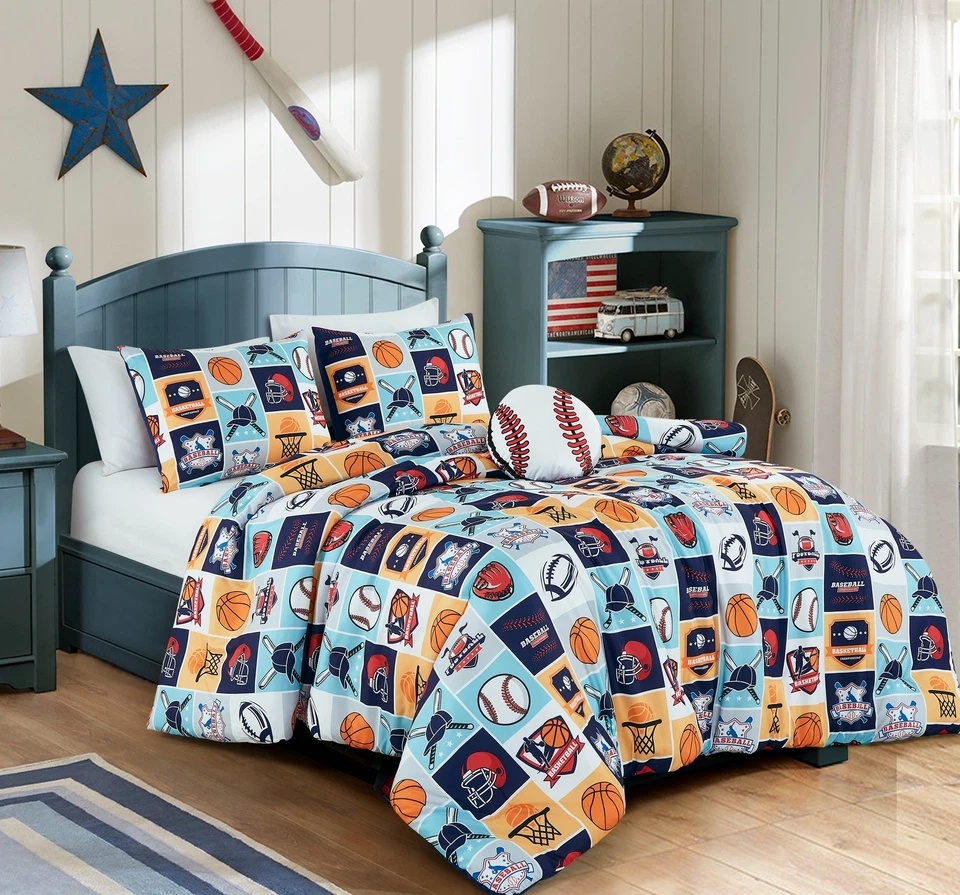 Chezmoi Collection Kids My Sports Microfiber Comforter Set w/ Baseball Pillow - Image 2 of 4