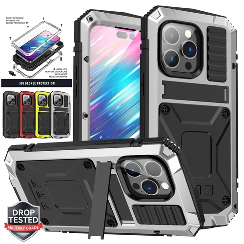 For iPhone 16 15Pro Max 14 13 Shockproof Metal Case ScreenProtector Cover Stand - Picture 2 of 56