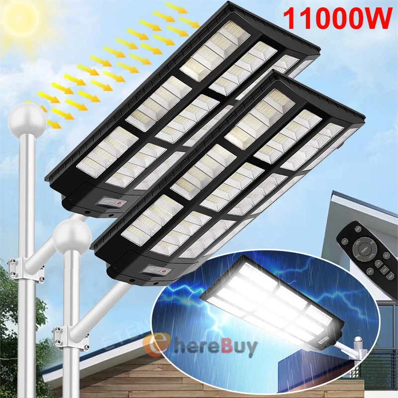 Lámpara de calle solar comercial 1200000LM exterior de anochecer a amanecer IP67 + poste Foto 2 de 4