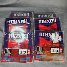 Maxell 100MB Zip 100 Megabyte Disks Lot of 6 IBM Formatted New Sealed