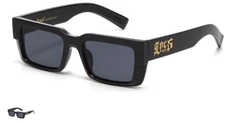 LOCS Gangster Style Square LOCS Logo Temple Classic Tinted Lens Sunglasses