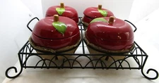 TEMPTATIONS BY TARA SET OF 4 APPLE BAKING DISHES W LIDS AND RACK