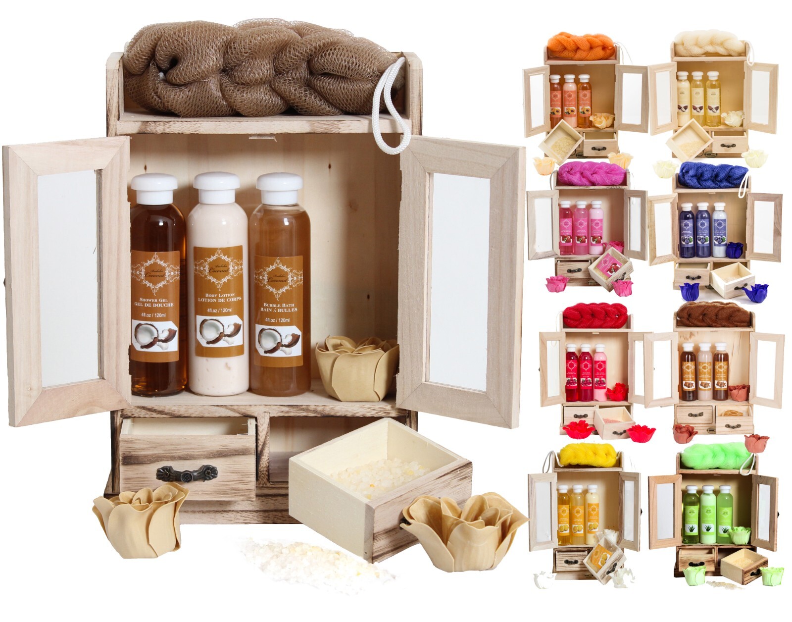 BRUBAKER Cosmetics Kit Baño y Ducha y Cuidado Madera Armario Miniatura 10 Pcs.