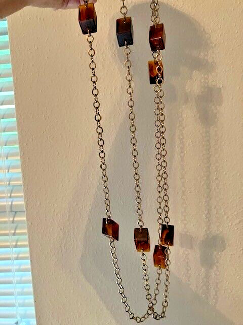 Vintage 52" Iridescent Brown Rectangular Prisms o… - image 1