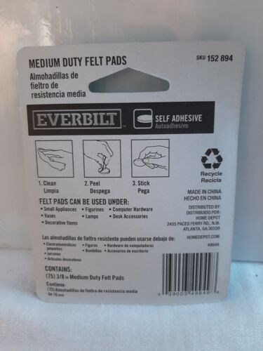 "Almohadillas de fieltro Everbilt de 3/8"" de servicio mediano 75 piezas" - Imagen 2 de 2