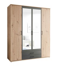 Armadio a 4 ante battenti CREMONA con 2 cassetti e specchio, in laminato.