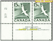 2x CANADA 1954 WILDLIFE WEEK MINT FV FACE 30 CENT MNH NO. 2 CORNER STAMP LOT