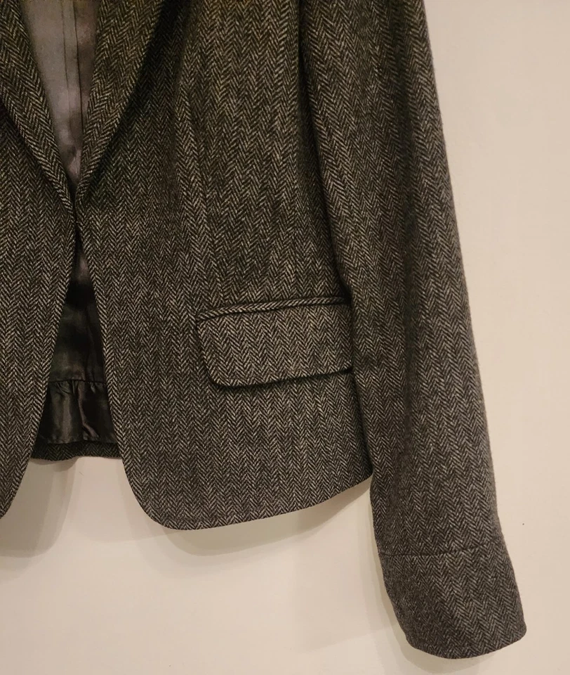 J. Blazer Crew para mujer 100 % lana espiga talla 8 gris carrera preppy Foto 4 de 4