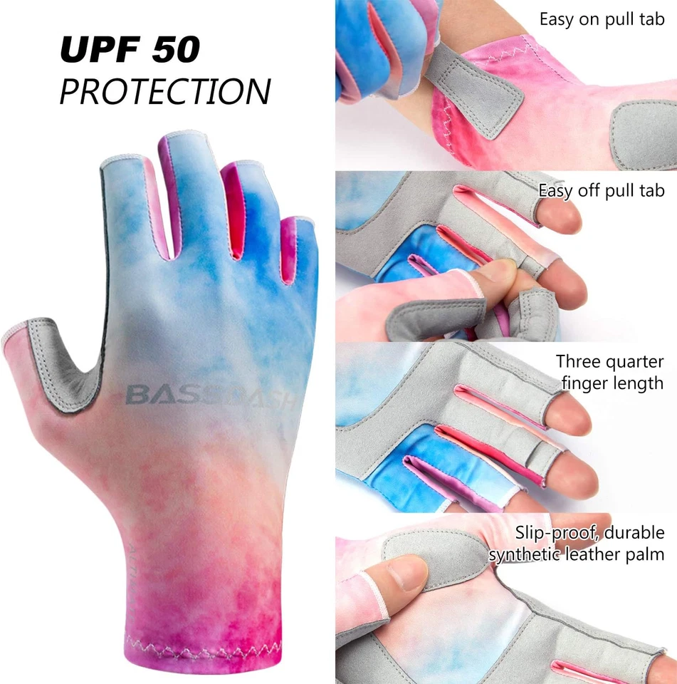 ALTIMATE UPF 50+ Women’S Fishing Gloves UV Sun Protection Fingerless Gloves for - Image 2 of 4