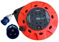 10m Camping Electric Mains Hook Up Reel Site Power Cable Plug 13A Lead with RCD