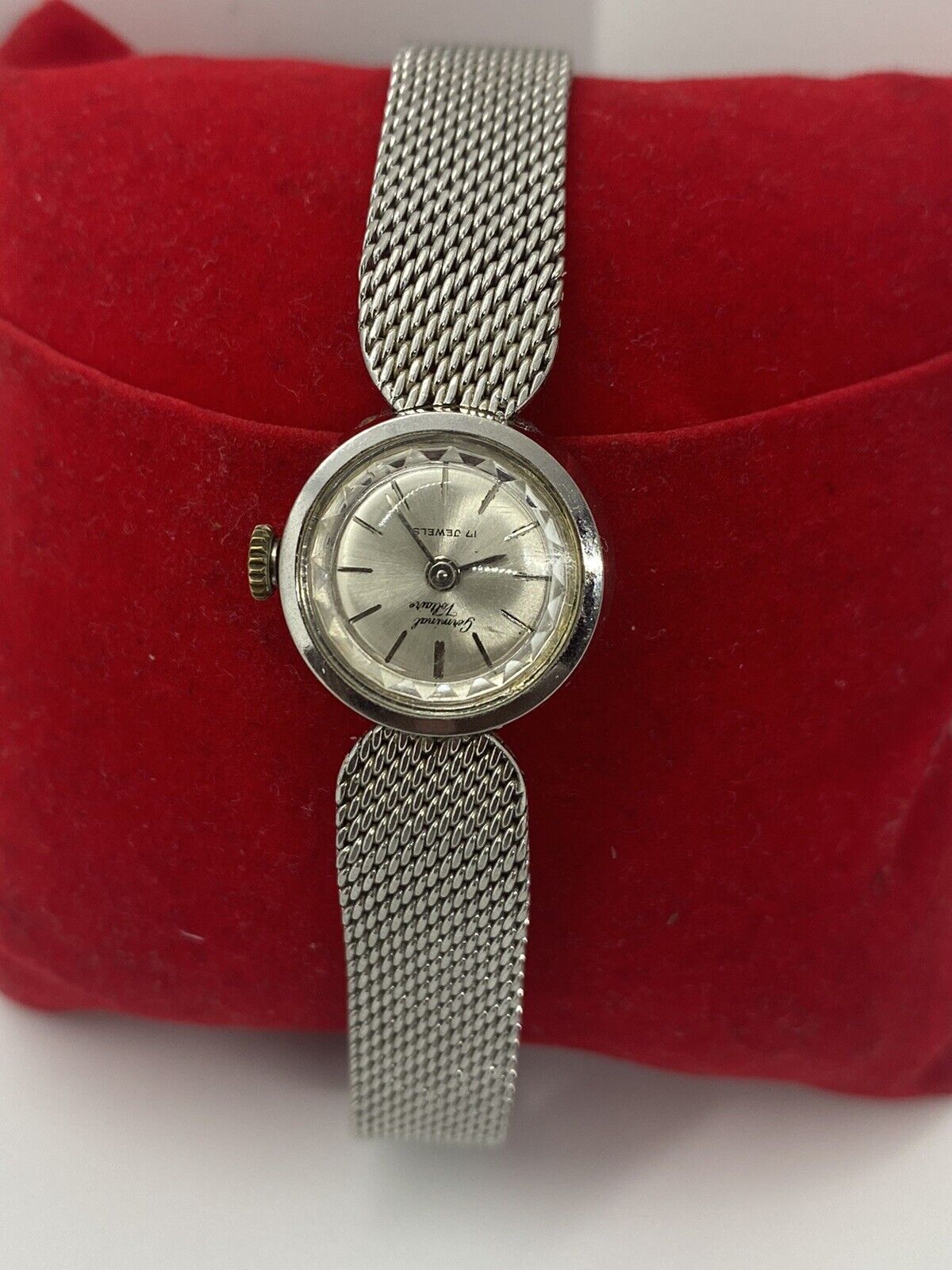~VINTAGE GERMINAL VOLTAIRE LADY'S 17 JEWELS SILVER TONE WATCH SWISS MADE~