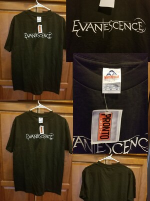 NWT Vtg Evanescence Black Mens Band Shirt Medium Amy Lee Concert Goth Rock 