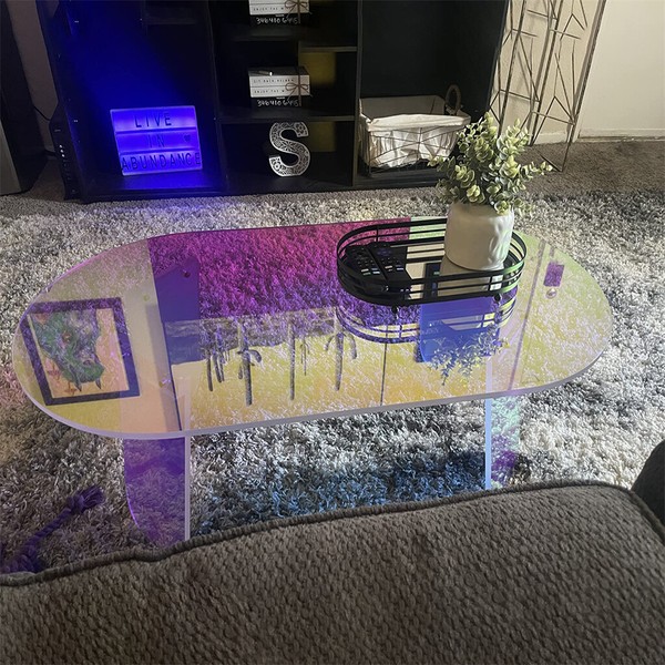 Beistelltisch Couchtisch Sofatisch Bunt Kaffeetisch Acrylglas Klar Transparent-image