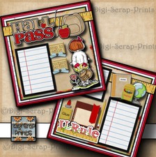 HALL PASS girl SCHOOL 2 Premade Scrapbook Pages paper layout BY DIGISCRAP A0245