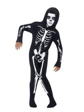 Smiffys Skeleton Skull Spooky All In One Child Boys Halloween Costume 55012