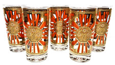 RARE Georges Briard Art Deco Highball Glasses Set of 5 Mid-Century Barware 22k