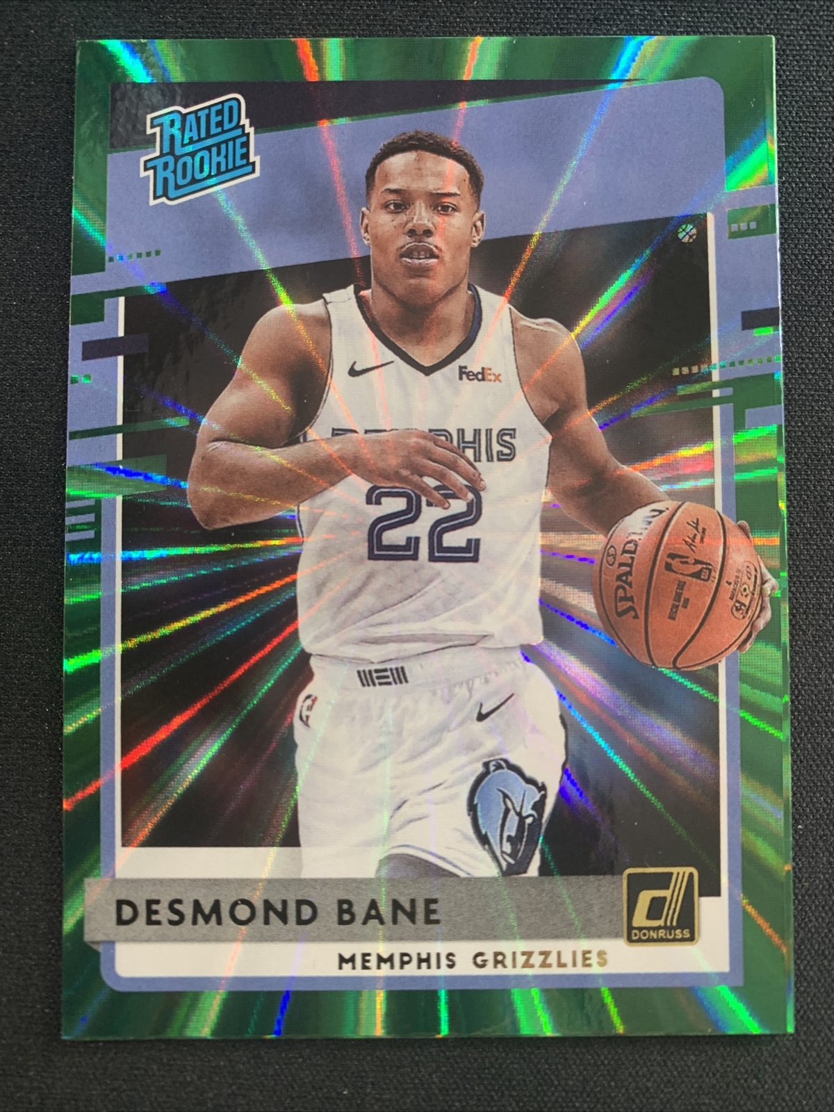 Desmond Bane 2020-21 Panini Donruss Rated Rookie Green Laser Rookie Card RC #240