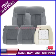 Driver Passenger Top Bottom Cloth Seat Cover For 2011-2014 FORD F150 Steel Gray