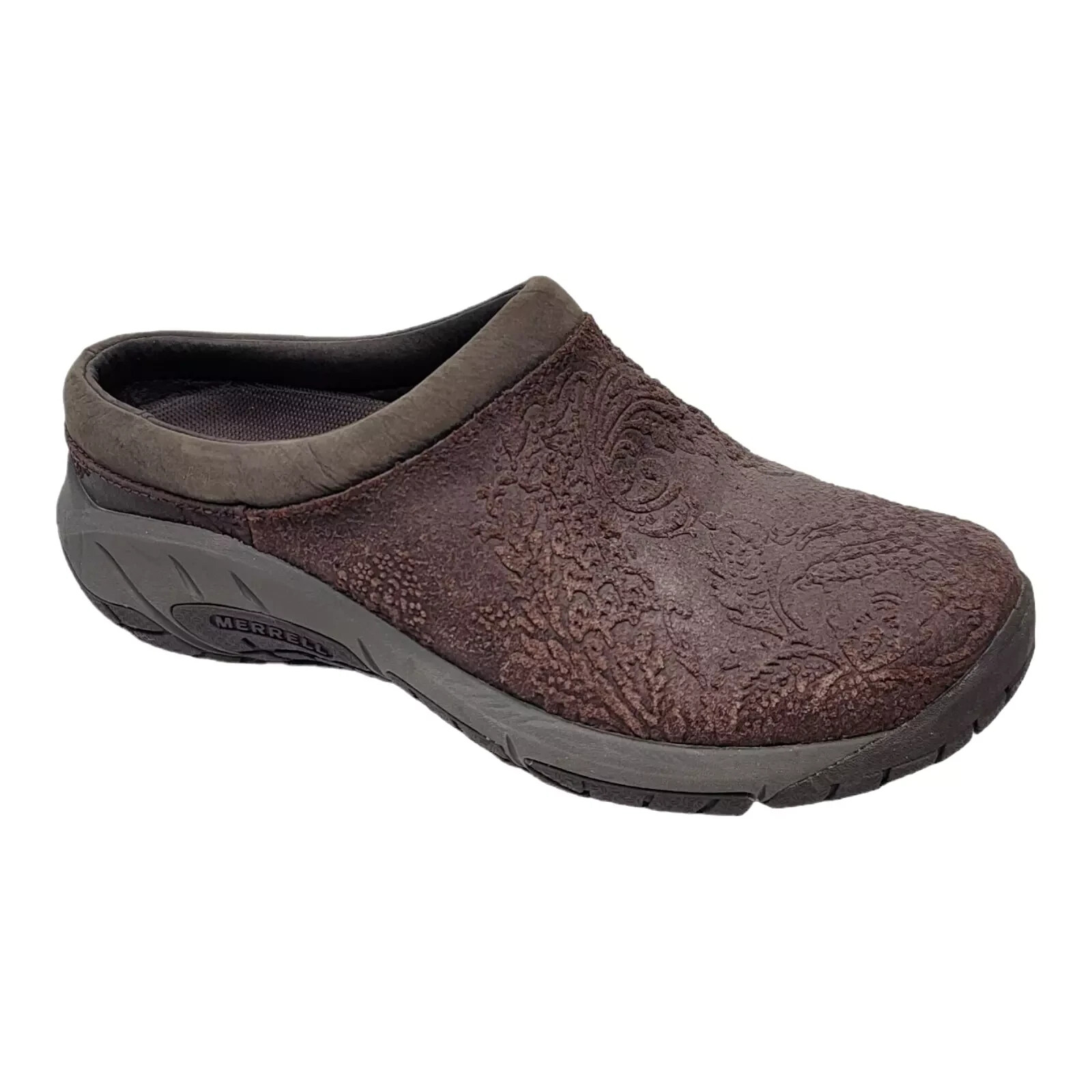 Merrell Donna 5.5 Select Fresco Slip On Walkgn Mule Marrone Goffrato Impugnatura Floreale