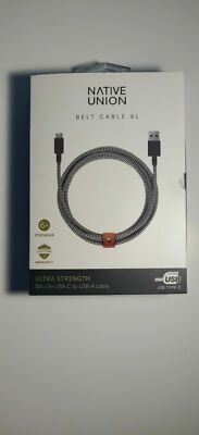 Native Union Charge/Sync Belt Cable XL 10ft / 3m USB Type-C to USB Type-A Zebra