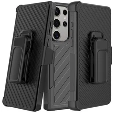 For Galaxy S25 Ultra/S25+/S25 Noble Hybrid Armor Case w/Belt Clip Holster Cover
