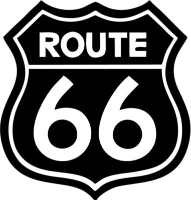 Aufkleber ''Route 66'', America Highway, 9 X 8,5 cm, along the road, Harley, black