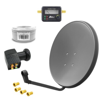 60cm Sat Anlage HD Digital Quad LNB Satfinder 15m Kabel 4 Teilnehmer UHD 4K Set