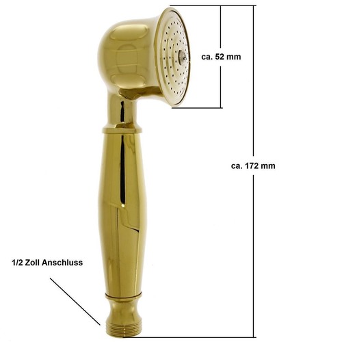 Retro Handbrause Brause Duschkopf aus Messing gold Brauseschlauch Brausehalterun - Bild 2 von 5