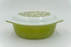 Vintage Pyrex Glass Green Olives Oval Casserole Dish 1 1/2 Quart With Lid
