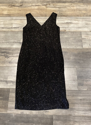 Calvin Klein Black Dress Gold Sparkles Sleeveless Womens size 8 | eBay
