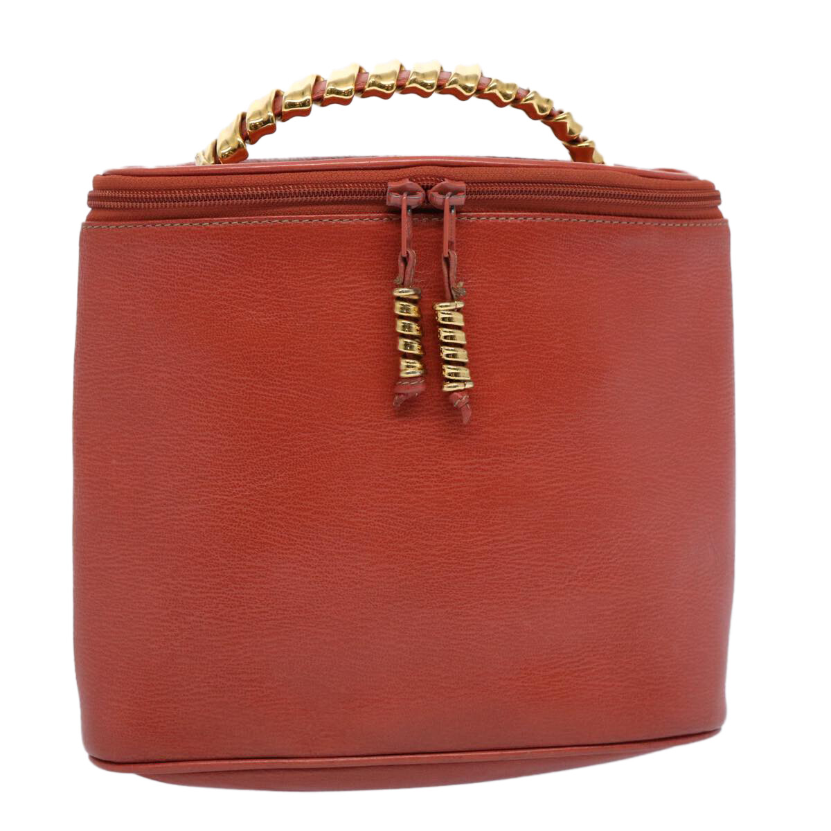 【VINTAGE LOEWE/ロエベ】Velazquez vanity LOEWE Vanity Velazquez Twist Hand Bag Leather Orange Auth