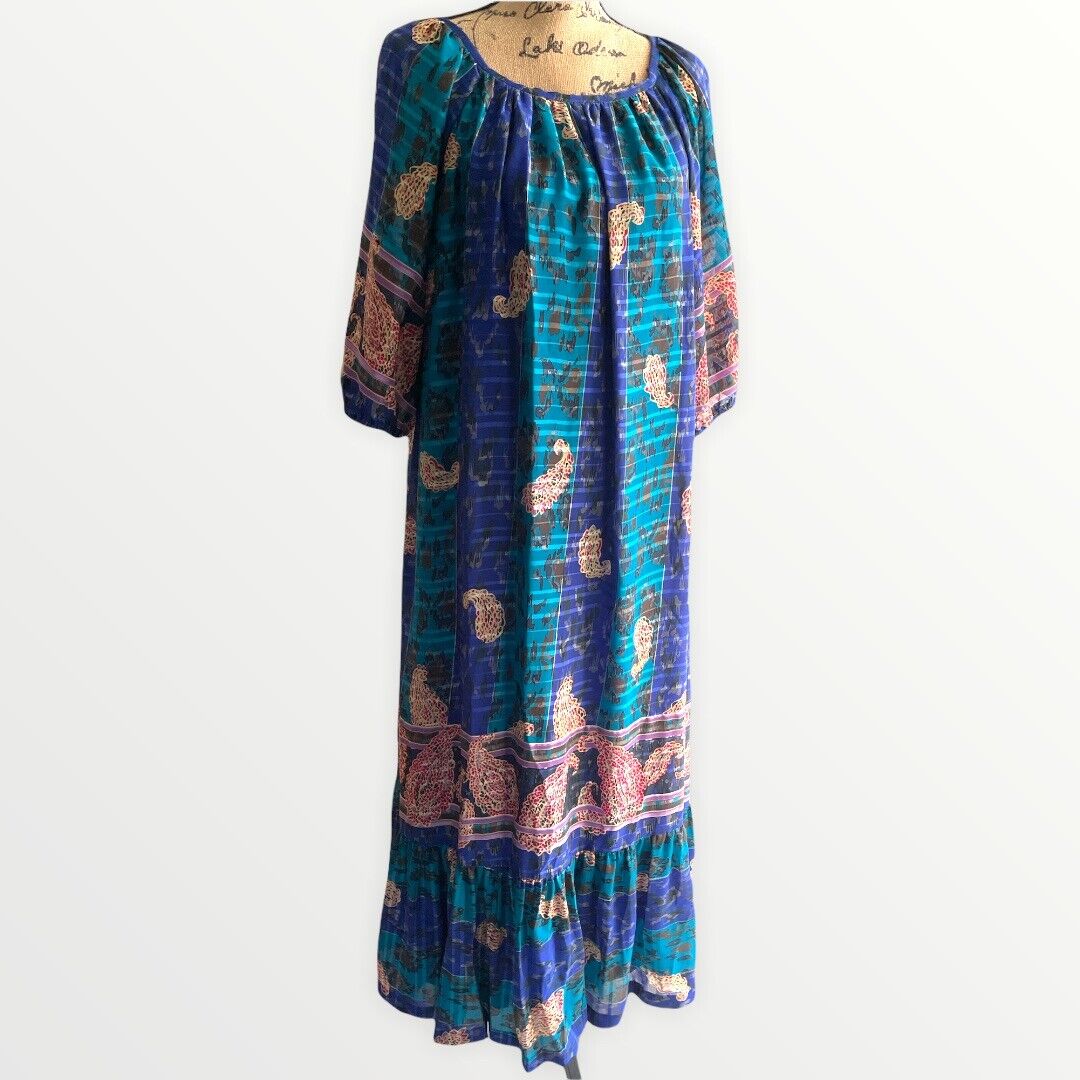 VTG Kiyomi Hawaii 70’s Maxi Dress Mod Sheer Overl… - image 5