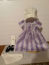 American Girl Felicity Doll Travel Gown Meet Dress shoes hair ribbon Cap NEW