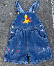 Vintage Winnie the Pooh Denim Overalls Dress Toddler Girls Sz 6 Disney Pooh Bear