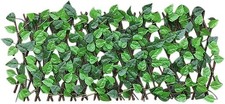 REOVE Adjustable Retractable Artificial Garden Fence, Tropical Style, Green, Pl
