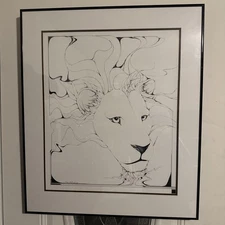 Leo Signed by Sean Malmberg, Lion Pen&Ink 93rd Spring Show Erie Art Museum In PA