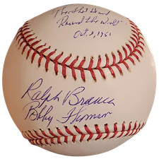 Ralph Branca and Bobby Thomson Dual Autographed 