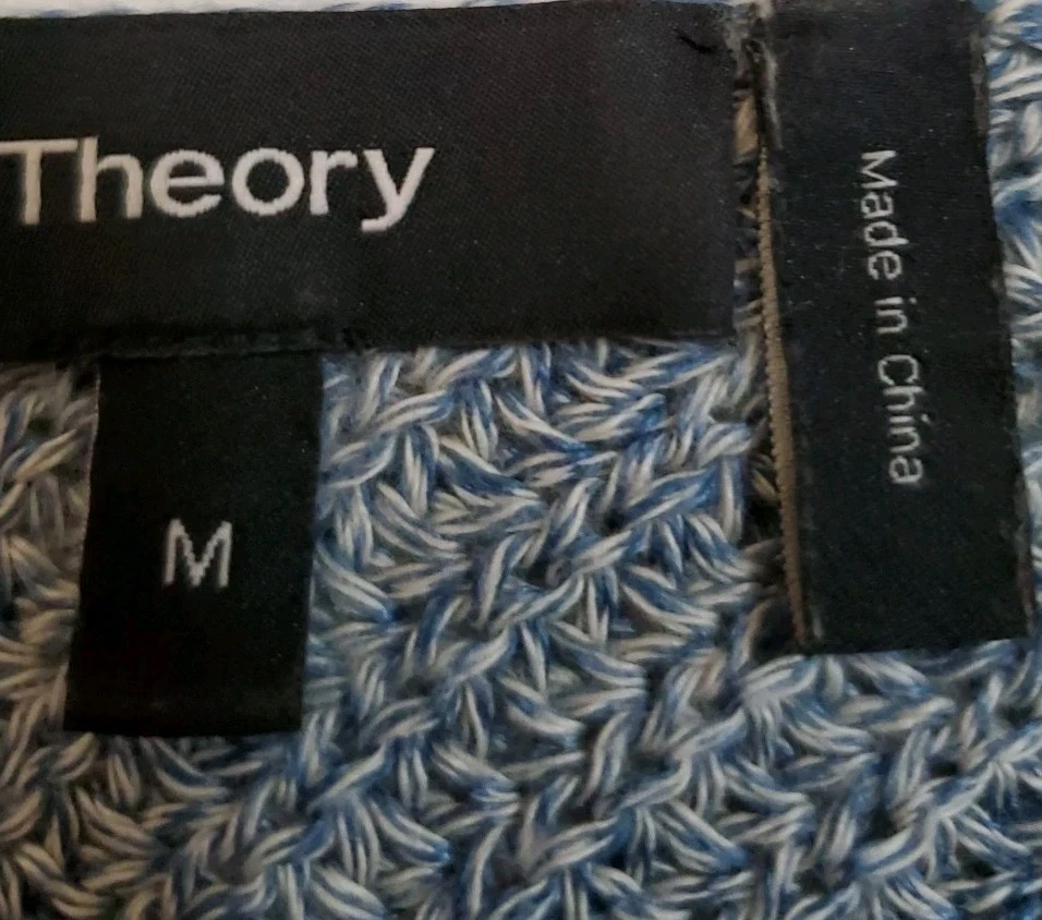 Теория синий/белый свитер размер M льняной/хлопковой смеси - Изображение 3 из 4