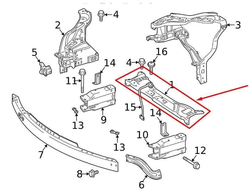 2010-2016 Mercedes-Benz E350 4Matic Front Radiator Support Tie Bar 212-620-11-00 - Image 2 of 4