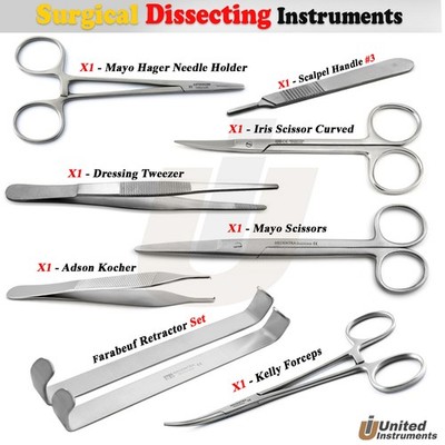 9 Pcs Basic Surgical Dissecting Kit Delicate Forceps Minor Surgery Instrument