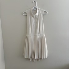 New Prince Pickleball Zip-Front Pleated Dress white Large Sleeveless Preppy O6