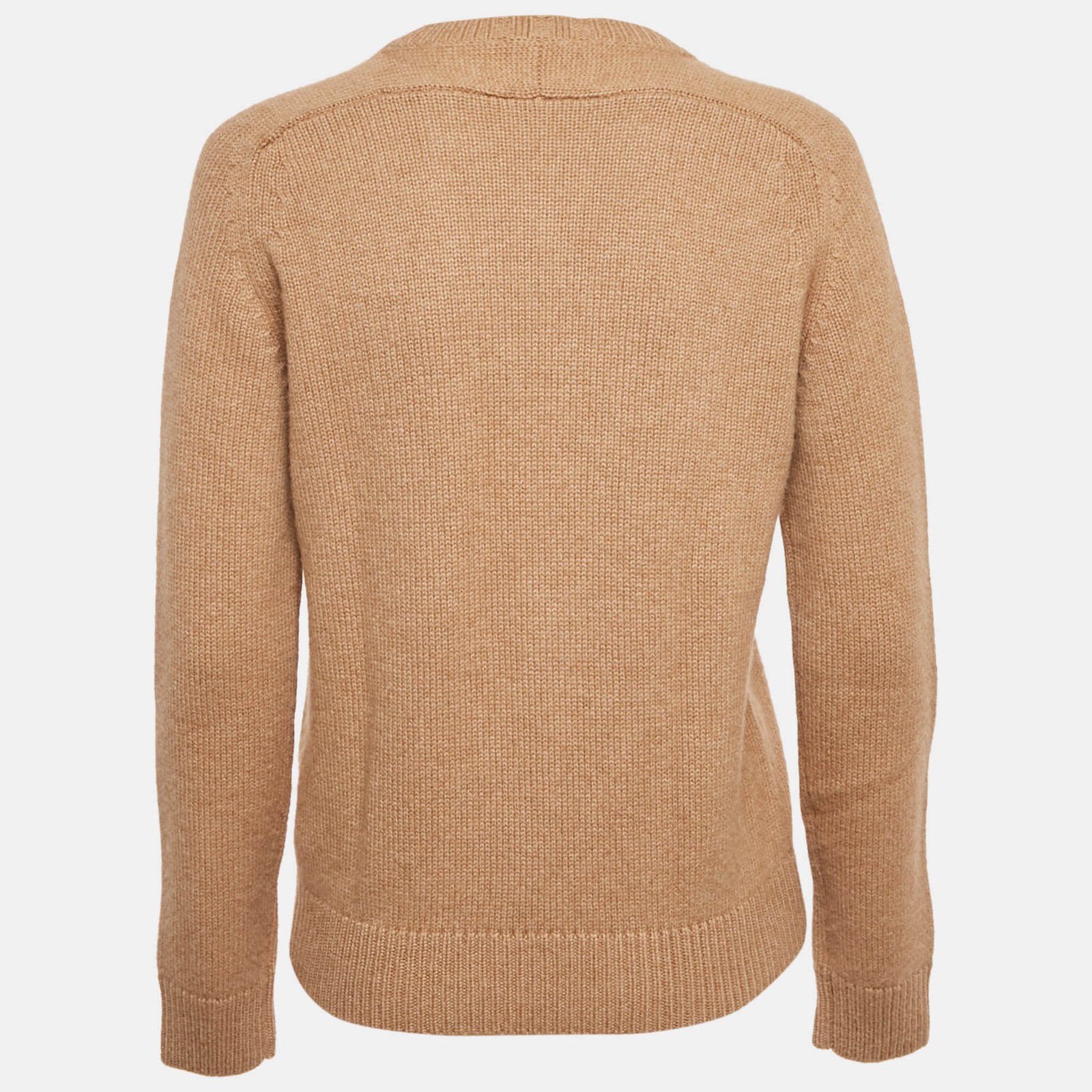 Maglione girocollo Saint Laurent Paris cammello marrone maglia a costine L