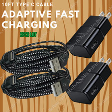 USB Fast Charger Wall Power Adapter 10Ft Long Type C Cable For Samsung Android