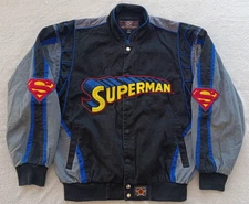Super Man JH Design RARE vintage Y2K mens Black Racing Jacket size L
