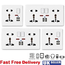 13A Double 2 Gang 2 Port Plug Electric Wall Socket Universal Socket UK US EU AU