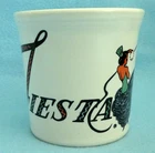 Fiesta Fiestaware Coffee Mug Dancing Lady Woman White Multi Colorful Cup Vtg EUC