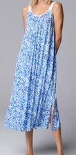 SIMPLY VERA WANG  Nightgown Long Chemise - Sz Large / L - Blue Ditsy  -New