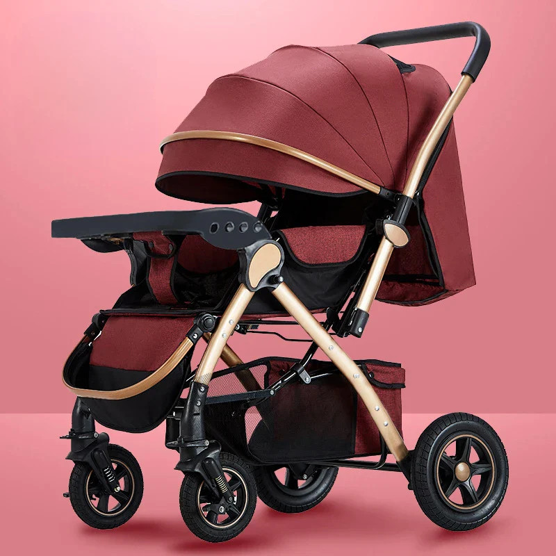 Four-wheel Strollers High Landscape Strollers, Baby Carriage Foldable Stroller