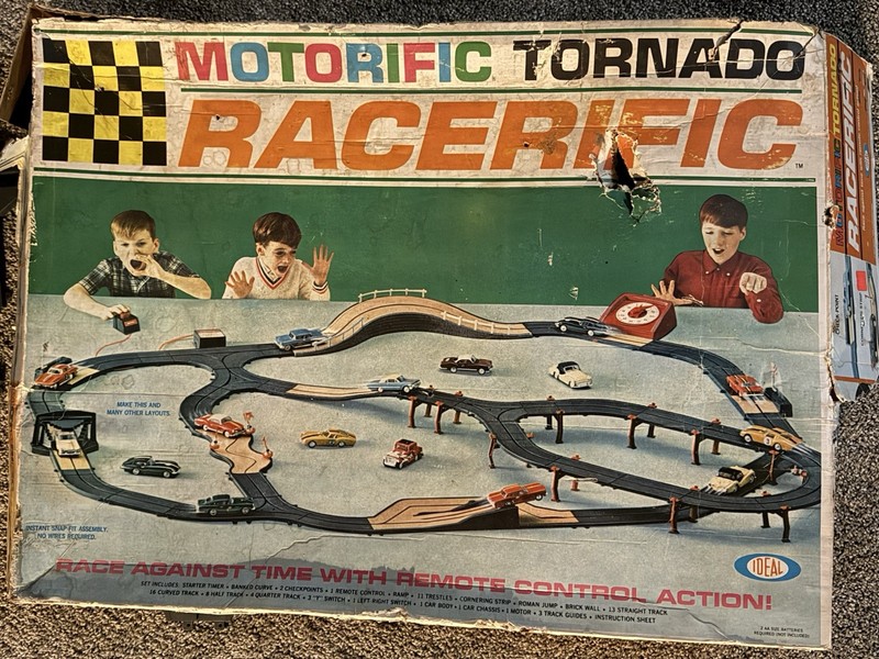 Vintage 1967 Ideal toy Co Motorific Tornado Racerific Slot Car Track Set In Box