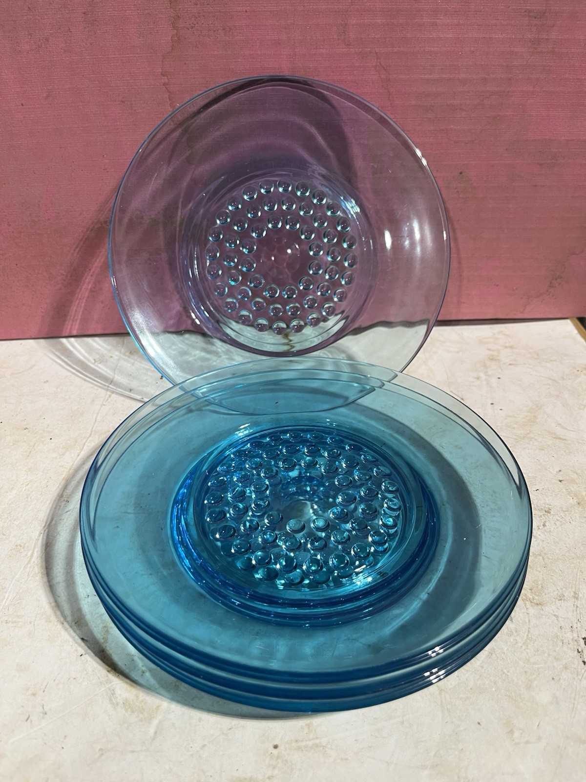 One Hazel Atlas Capri Hobnail Salad Plate Blue 7
